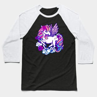 Cute Colorful Pegasus Unicorn Baseball T-Shirt